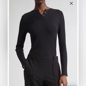 Vince Black Ribbed Long Sleeve Top size S